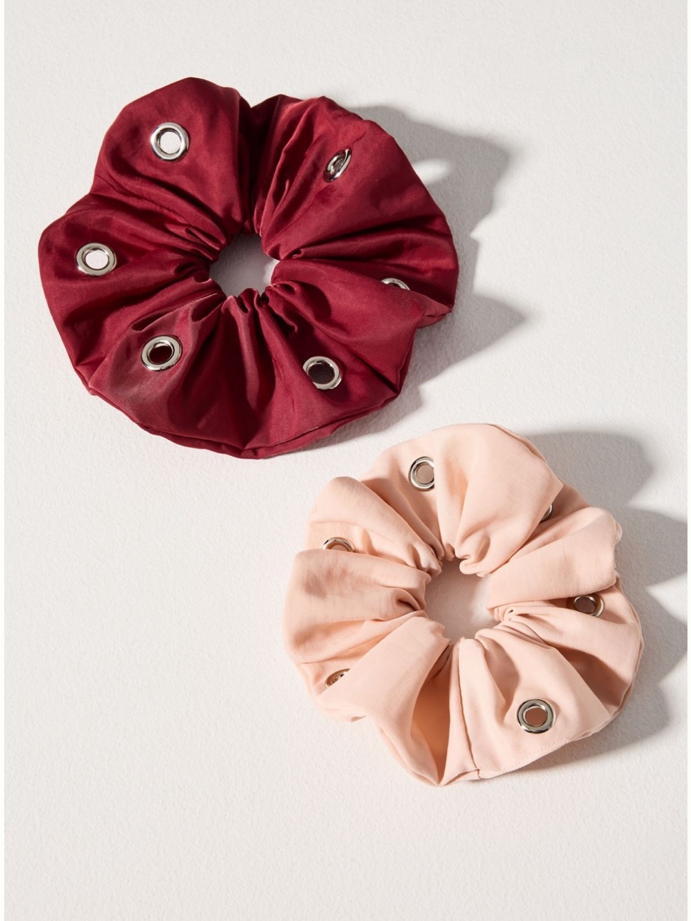 NWT Anthropologie Grommet Scrunchies, Set of 2, Pink and Red